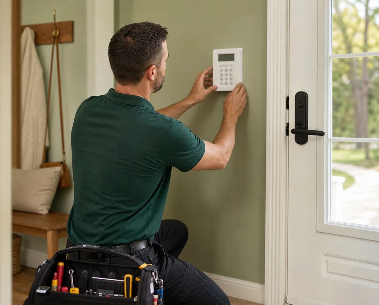 Technicien installant un système